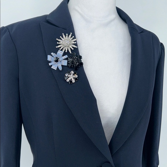 Cinq A Sept Women’s Roxie Contrast Trim Blazer In Navy Blue Size 6 - Picture 7 of 16